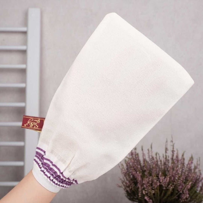 Beyaz Klasik Hamam Kesesi – Çapraz Dokuma | %100 Viskoz