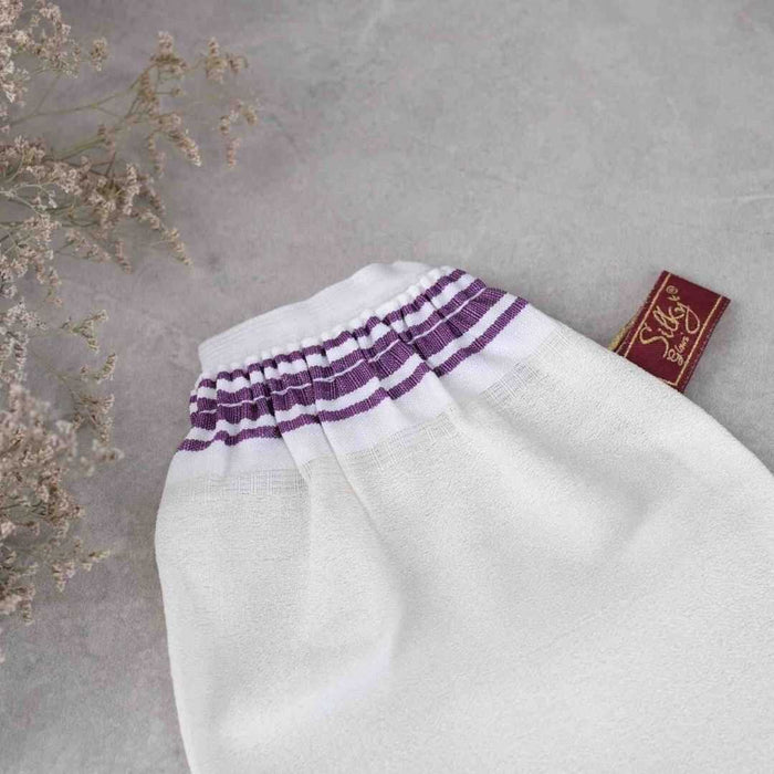 Beyaz Klasik Hamam Kesesi – Çapraz Dokuma | %100 Viskoz