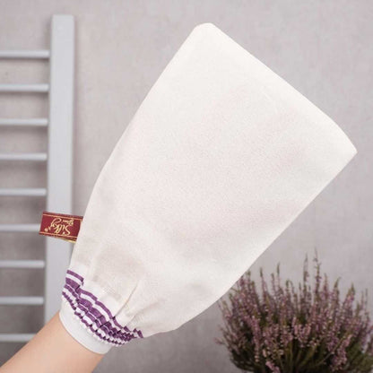 Beyaz Klasik Hamam Kesesi – Çapraz Dokuma | %100 Viskoz