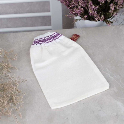 Beyaz Klasik Hamam Kesesi – Çapraz Dokuma | %100 Viskoz
